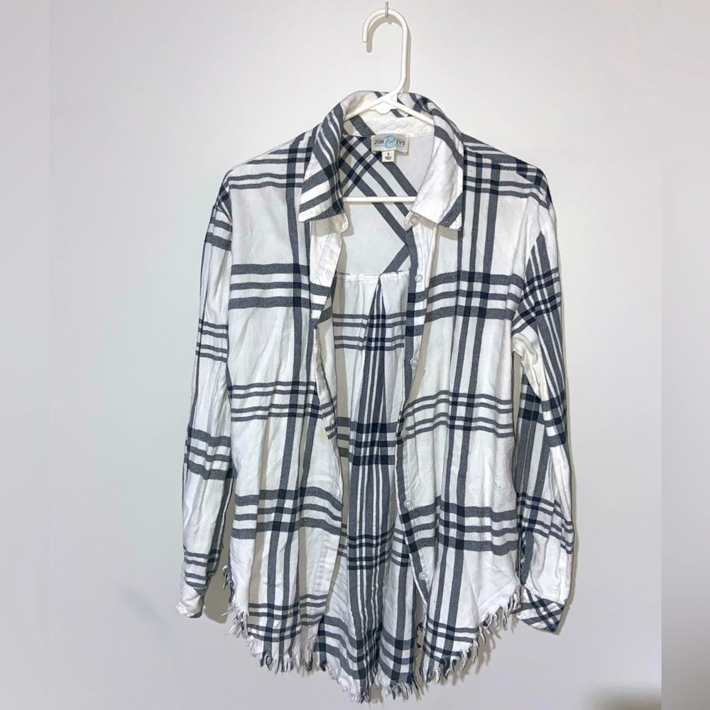 White and black plaid flannel!